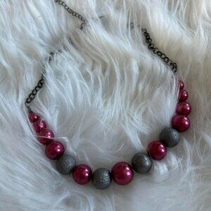 Pink and silver statement necklace